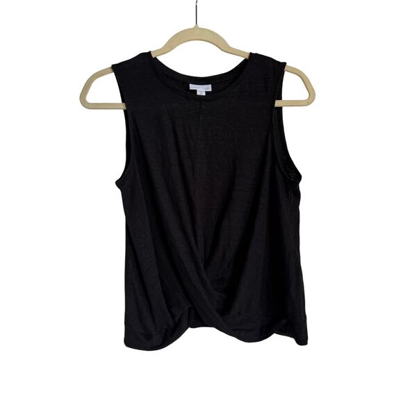 J. Jill Womens Black Draped Twist Front We Love Linen Tank Size Medium Petite - Picture 3 of 7